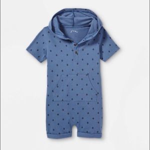 Toddler Boy’s Hooded Short Sleeve Romper 2T